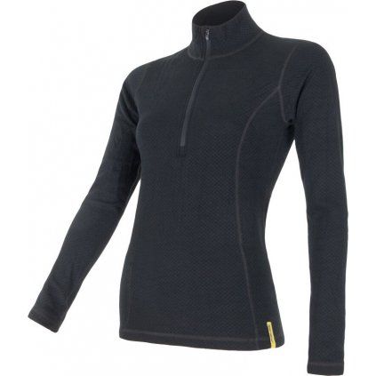 Dámské merino tričko SENSOR df černá zip (Velikost M, Barva černá)