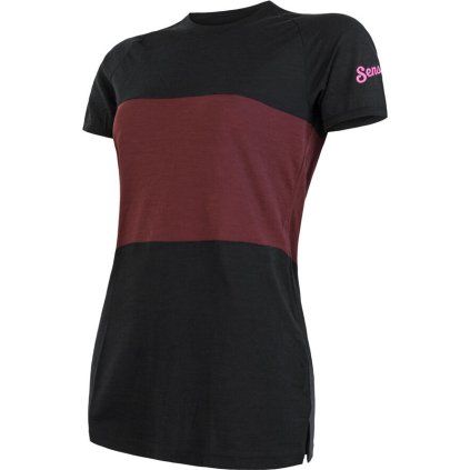 Dámské termo tričko SENSOR Merino air pt černá/vínová (Velikost M, Barva fialová)