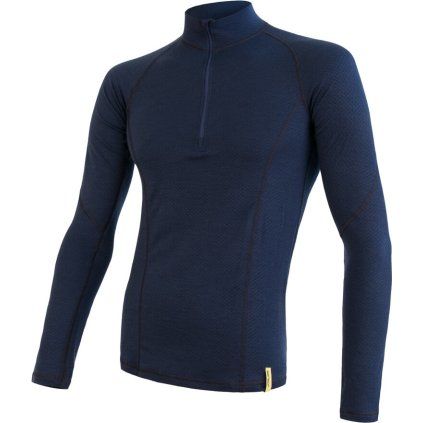 Pánské termo tričko SENSOR Merino df modrá/zip (Velikost M, Barva modrá)