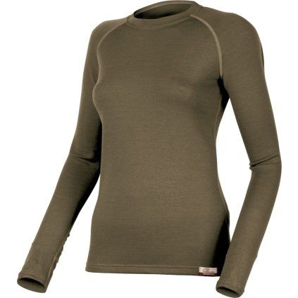 Dámská merino mikina LASTING Lena khaki (Velikost M)