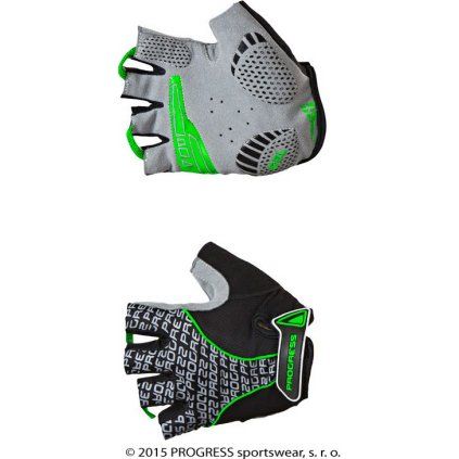 Cyklistické rukavice PROGRESS Pull Mitts černá/zelená (Velikost XS)