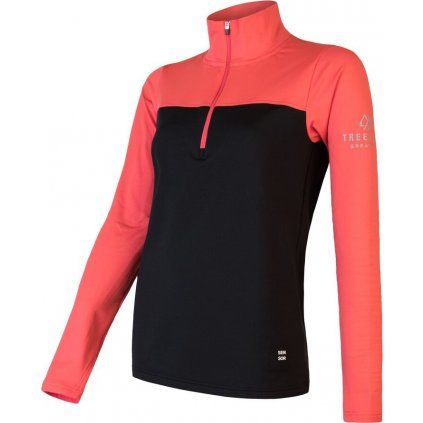 Dámská termo mikina SENSOR Coolmax Thermo zip černá/korál (Velikost L, Barva černá)