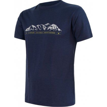 Pánské merino triko SENSOR Active Pt Mountains deep blue (Velikost M, Barva modrá)