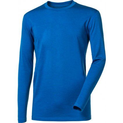 Pánské merino triko PROGRESS Original Ls modrý melír (Velikost S)