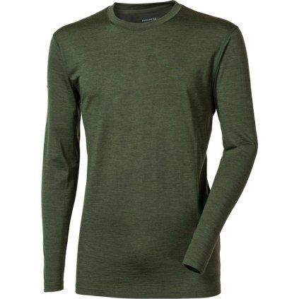 Pánské merino triko PROGRESS Original LS khaki (Velikost S)