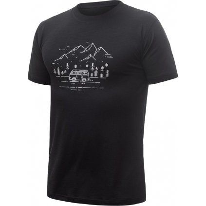 Pánské triko SENSOR Merino Active PT Van Life černá (Velikost S, Barva černá)