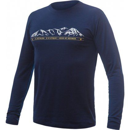 Pánské termo triko SENSOR Merino Active PT Mountains deep blue (Velikost XL, Barva modrá)