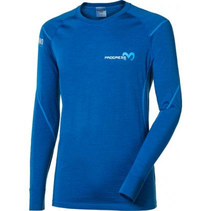 Dětské merino triko PROGRESS Mw Ndrd modrý melír (Velikost 116/1)