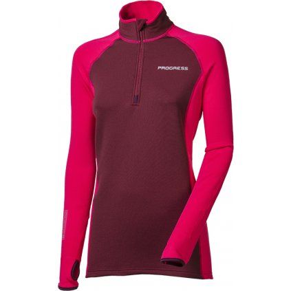 Dámská funkční mikina PROGRESS Tispa Zip fuchsie/švestka (Velikost S)