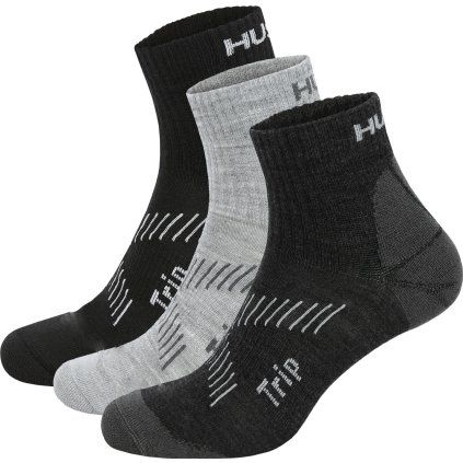 Unisex ponožky HUSKY 3 pack černá/šedá (Velikost L (41-44))