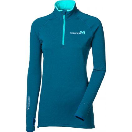 Dámská sportovní mikina PROGRESS Tispa zip Merino modrá (Velikost S)