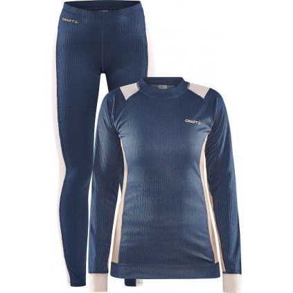 Dámský termo set CRAFT Core Dry Baselayer tmavě modrá s růžovou (Velikost XS)