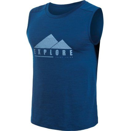 Pánské merino triko SENSOR Merino Air Explore bez rukávu modré (Velikost S, Barva modrá)