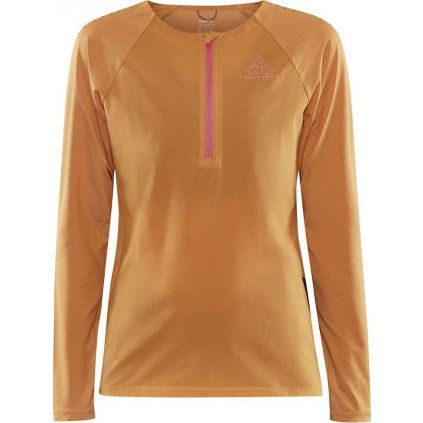 Dámské běžecké triko CRAFT Pro Trail Wind LS oranžové (Velikost XS)