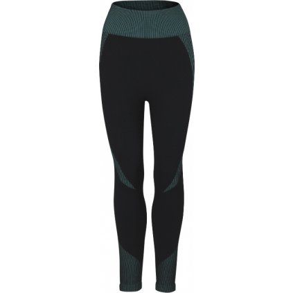Dámské bezešvé legíny PROGRESS Gema Leggins černé/zelené (Velikost XS/S)