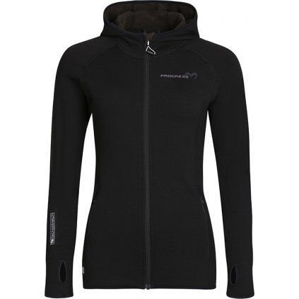 Dámská merino mikina PROGRESS Tispa Hoody černá (Velikost S)