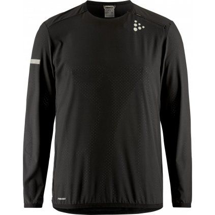 Pánské běžecké triko CRAFT PRO Hypervent LS Wind 2 - černá (Velikost S)