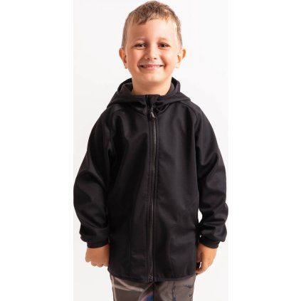 Dětská softshellová bunda UNUO s fleecem pružná Basic, Černá (Velikost 98/104, Věk 2-4 roky)