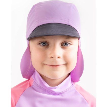 Dětská kšiltovka UNUO s plachetkou a UV ochranou 50+, Lila (Velikost XS (42 - 44 cm), Věk 6-12 měsíců)