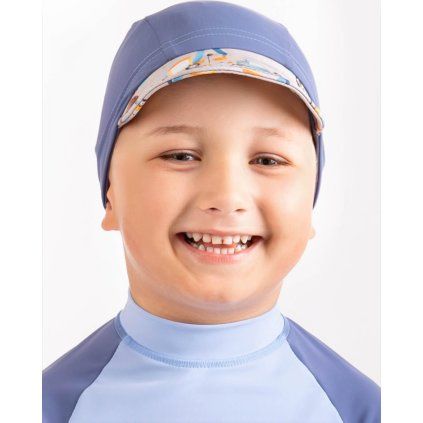 Dětská kšiltovka UNUO s UV ochranou 50+, Modrá, Bagry (Velikost S (45 - 48 cm), Věk 1-3 roky)