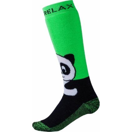 Dětské lyžařské ponožky RELAX Panda zelené (Velikost 2XS)