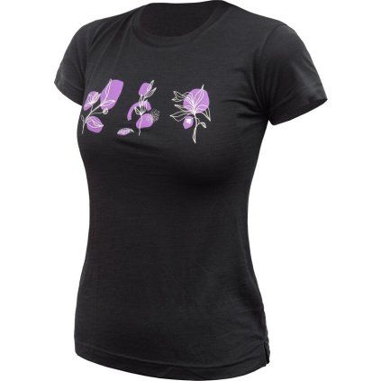 Dámské merino triko SENSOR Merino Air Bloom černé (Velikost M, Barva černá)