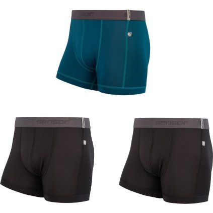 Pánské funkční boxerky SENSOR Coolmax tech černá/černá/modrá (Velikost XXL, Barva modrá)