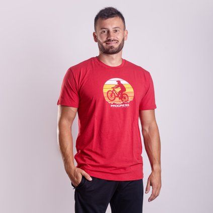 Pánské bambusové triko PROGRESS Barbar Biker červené (Velikost M)