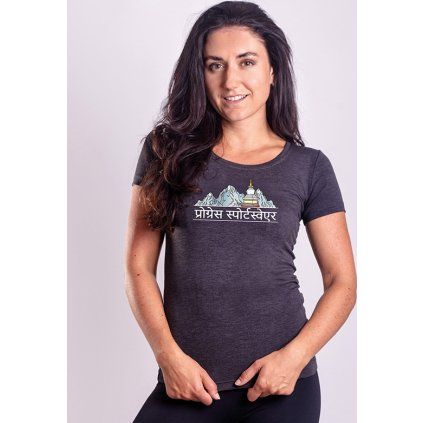Dámské triko PROGRESS Nepal s kávovou viskózou šedé (Velikost S)