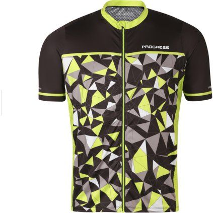 Pánský cyklistický dres PROGRESS Represent černá/limetka (Velikost M)