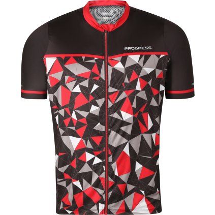 Pánský cyklistický dres PROGRESS Represent černá/červená (Velikost M)