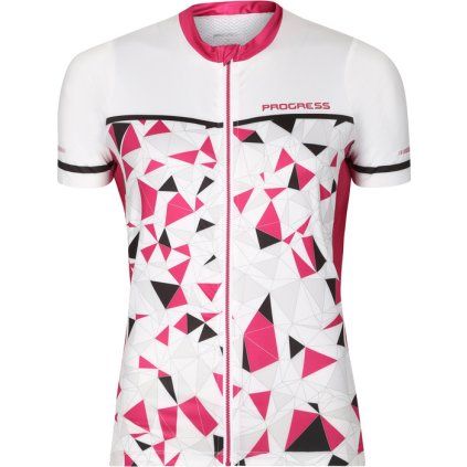 Dámský cyklistický dres PROGRESS Ripresa bílá/malinová (Velikost S)