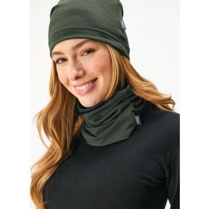 Dámský nákrčník UNUO z teplákoviny Basic, Tm. Khaki (Velikost Dámská)