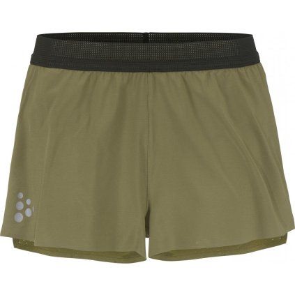 Pánské běžecké šortky CRAFT PRO Hypervent Split 2 - zelená (Velikost S)