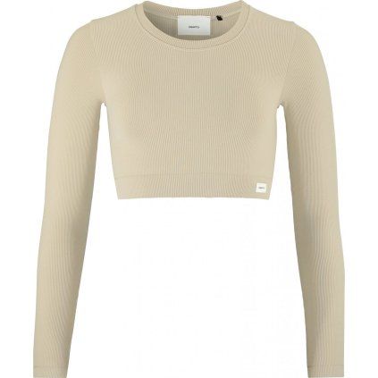 Dámský sportovní top CRAFT Collective Rib Cropped LS - hnědá (Velikost XS-S)