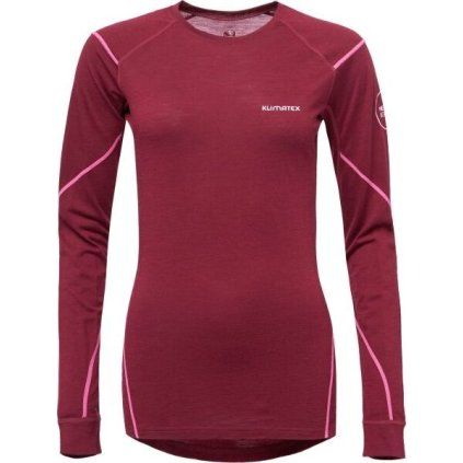 Dámské merino triko KLIMATEX Waal Merino vínová (Velikost 2XL)