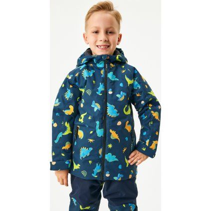 Dětská zimní bunda UNUO Polar, Dinosauři (Velikost 86/92, Věk 18-24 měsíců)