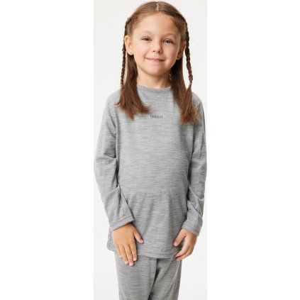 Dětské merino triko UNUO s dlouhým rukávem, Šedá (Velikost 86/92, Věk 18-24 měsíců)