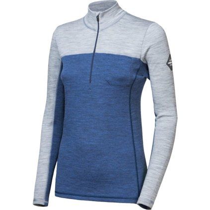 Dámské triko dlouhý rukáv SENSOR Merino Bold cool blue/cool gray (Velikost XL, Barva modrá)