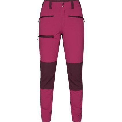 Dámské softshellové kalhoty Haglöfs Mid Slim - růžová/tm.červená (Velikost 36)