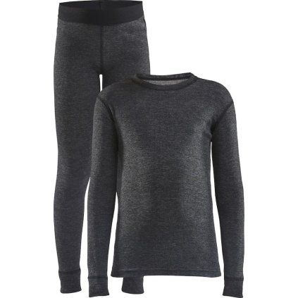 Dětský termo set CRAFT CORE Wool Merino Junior - černá (Velikost 74)