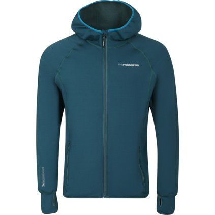 Pánská funkční mikina PROGRESS Torez Merino Hoody s kapucí - zelená (Velikost M)