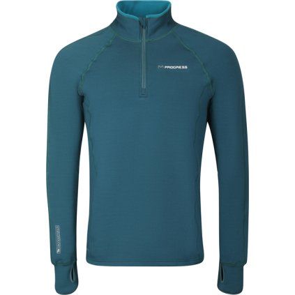 Pánská funkční mikina PROGRESS Torez Merino ZIP s krátkým zipem - zelená (Velikost M)