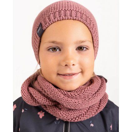 Dětská čepice pletená UNUO Warm, Starorůžová (Velikost S (45 - 48 cm), Věk 1-3 roky)