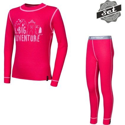 Dětský funkční set SENSOR Double Face Adventure růžový (Velikost 130, Barva růžová)