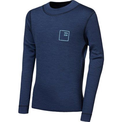 Juniorské merino triko SENSOR Df Logo Up deep blue (Barva modrá, Velikost 160)