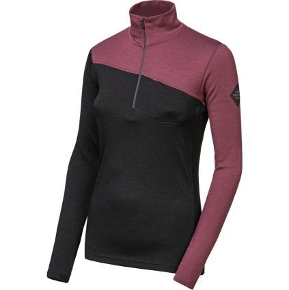 Dámská merino mikina SENSOR Extreme up černá/port red (Velikost M, Barva černá)