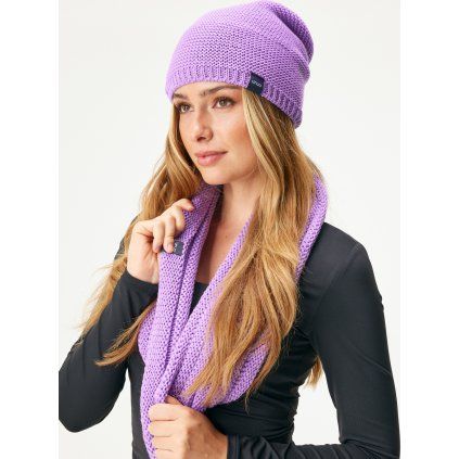 Dámská pletená čepice UNUO Warm, Lila (Velikost Dámská (56 - 58 cm))