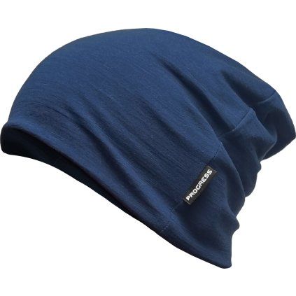Funkční merino čepice PROGRESS Freebeanie tm.modrý melír (Velikost UNI)