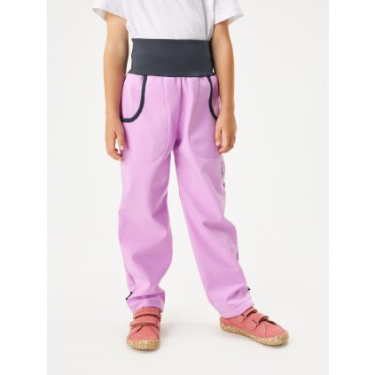 Dětské softshellové kalhoty UNUO s fleecem Basic, Lila (Velikost 98/104, Věk 2-4 roky)